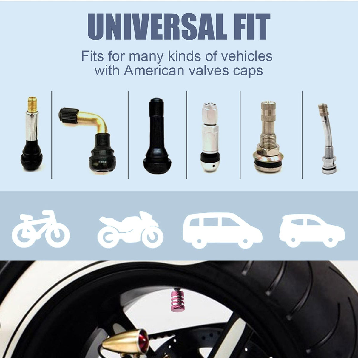 DECURCAR Tire Valve Stem Caps 5 Pack American Flag - Purple