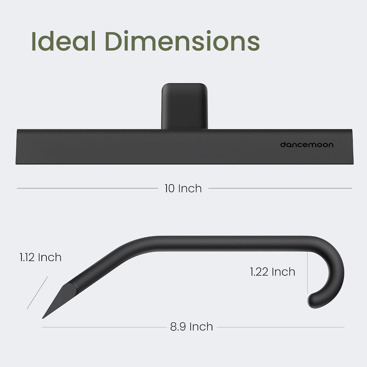 dancemoon JustHang Shower Squeegee with Built-in Hook, 10-Inch Black