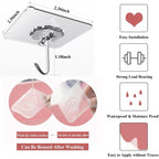 DDMY Adhesive Wall Hooks Clear 50lb(Max) Heavy Duty Hanging Sticky-10 Pack