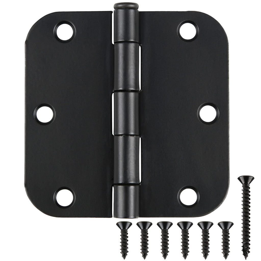 TDCHINGES Rounded Matte Black Door Hinges 3.5 Inch 5/8" Radius Flat 30 Pack