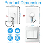 Adhesive Wall Hooks No Drill Clear Heavy Duty, 13LB Sticky 12 Pack