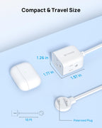 TROND Rightward Flat Plug Extension Cord 6ft for Small Tight Spaces, White