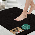 GORILLA GRIP Bath Rug Mat for Bathroom, Absorbent Chenille, 24x17 Gray