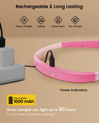 Glocusent Reading Light,Pink Neck Light,80-hr Rechargeable Book Light
