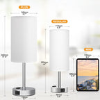 Fenmzee Bedside Table Lamp for Bedroom - Dimmable Touch, USB A+C, AC Outlet