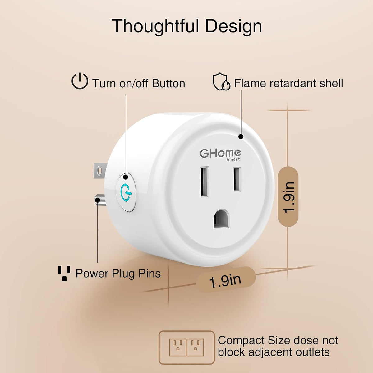 GHome Smart Plug, WiFi Smart Plugs that Work with Alexa and Google Home
