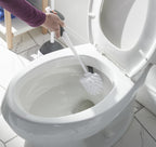 Clorox Corner Toilet Bowl Brush with Under Rim Scrubber, Includes Corner Storage Caddy, White