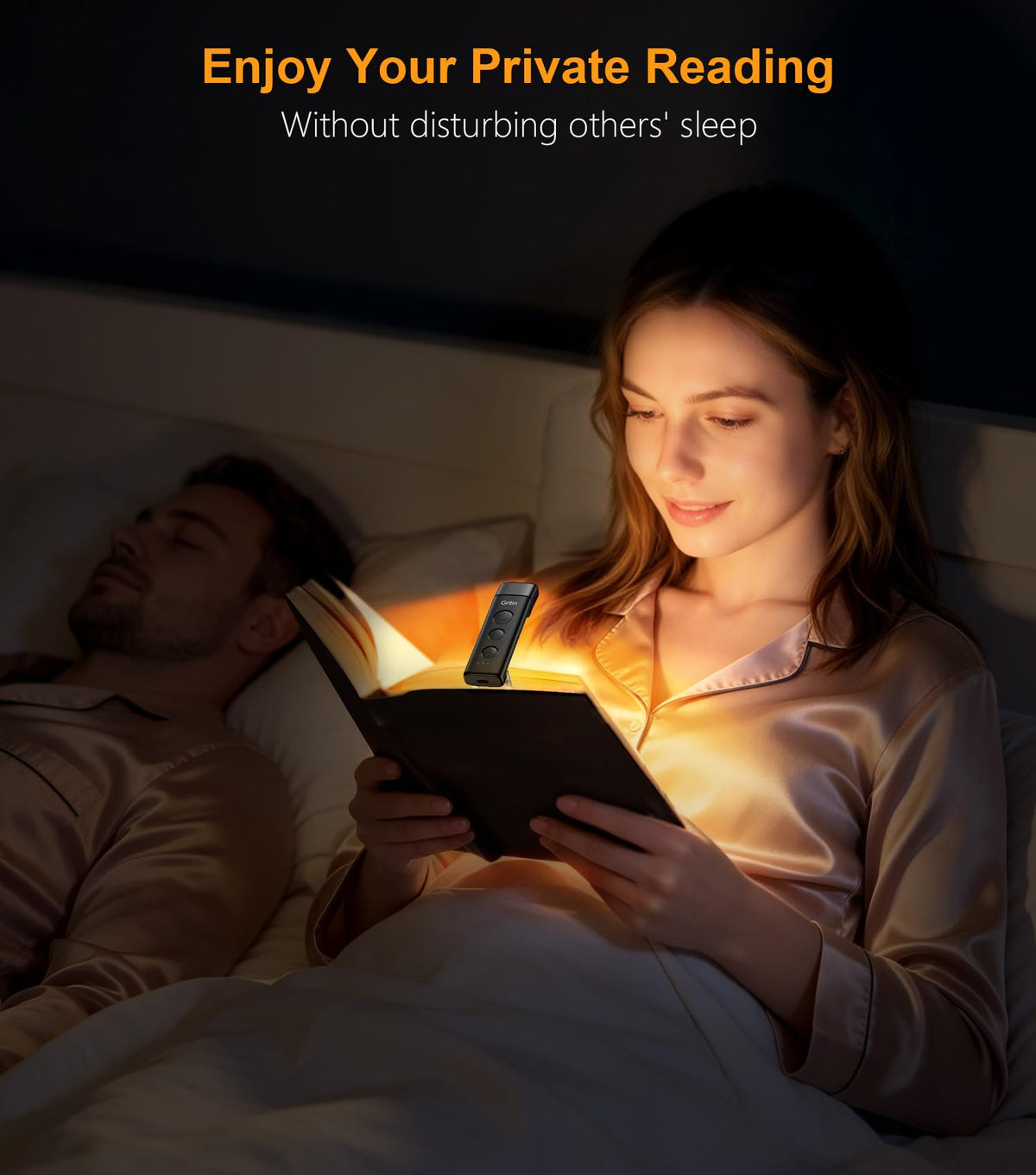 Gritin Book Light Rechargeable, Clip on LED Reading Light for Books in Bed