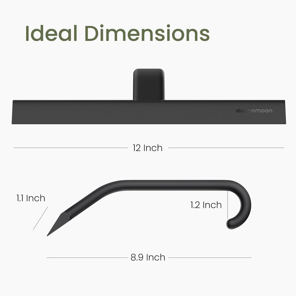 dancemoon JustHang Shower Squeegee with Built-in Hook, 10-Inch Black