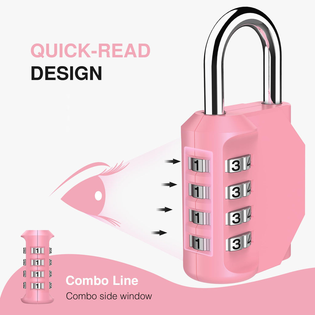 Puroma 2 Pack Combination Lock Locker 4 Digits Combo Padlock Gym Black