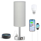 Fenmzee Bedside Table Lamp for Bedroom - Dimmable Touch, USB A+C, AC Outlet