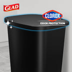 Glad Trash Can with Clorox Odor Protection | Plastic Bin, 13 Gal, Black