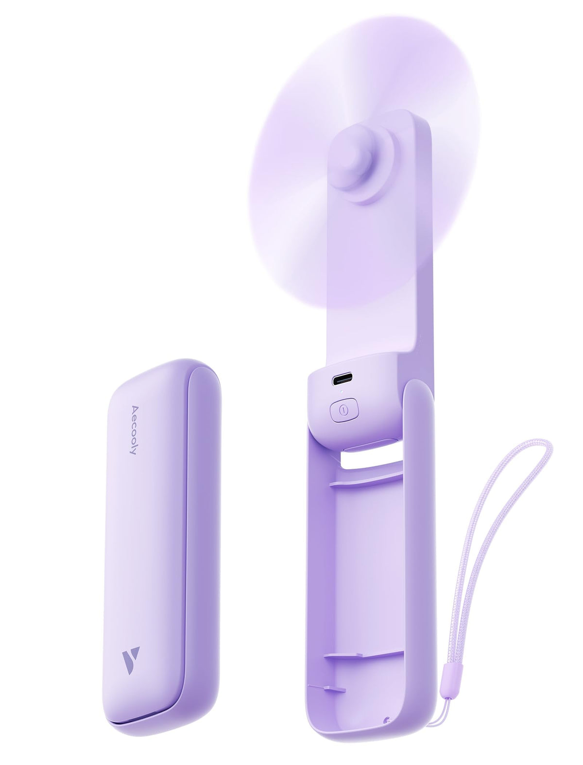 Aecooly Slim Portable Fan, Thin Handheld Fan, USB Rechargeable
