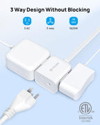 TROND Rightward Flat Plug Extension Cord 6ft for Small Tight Spaces, White