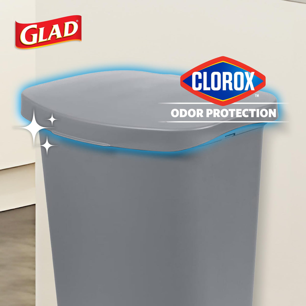 Glad Trash Can with Clorox Odor Protection | Plastic Bin, 13 Gal, Black
