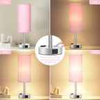 Fenmzee Bedside Table Lamp for Bedroom - Dimmable Touch, USB A+C, AC Outlet
