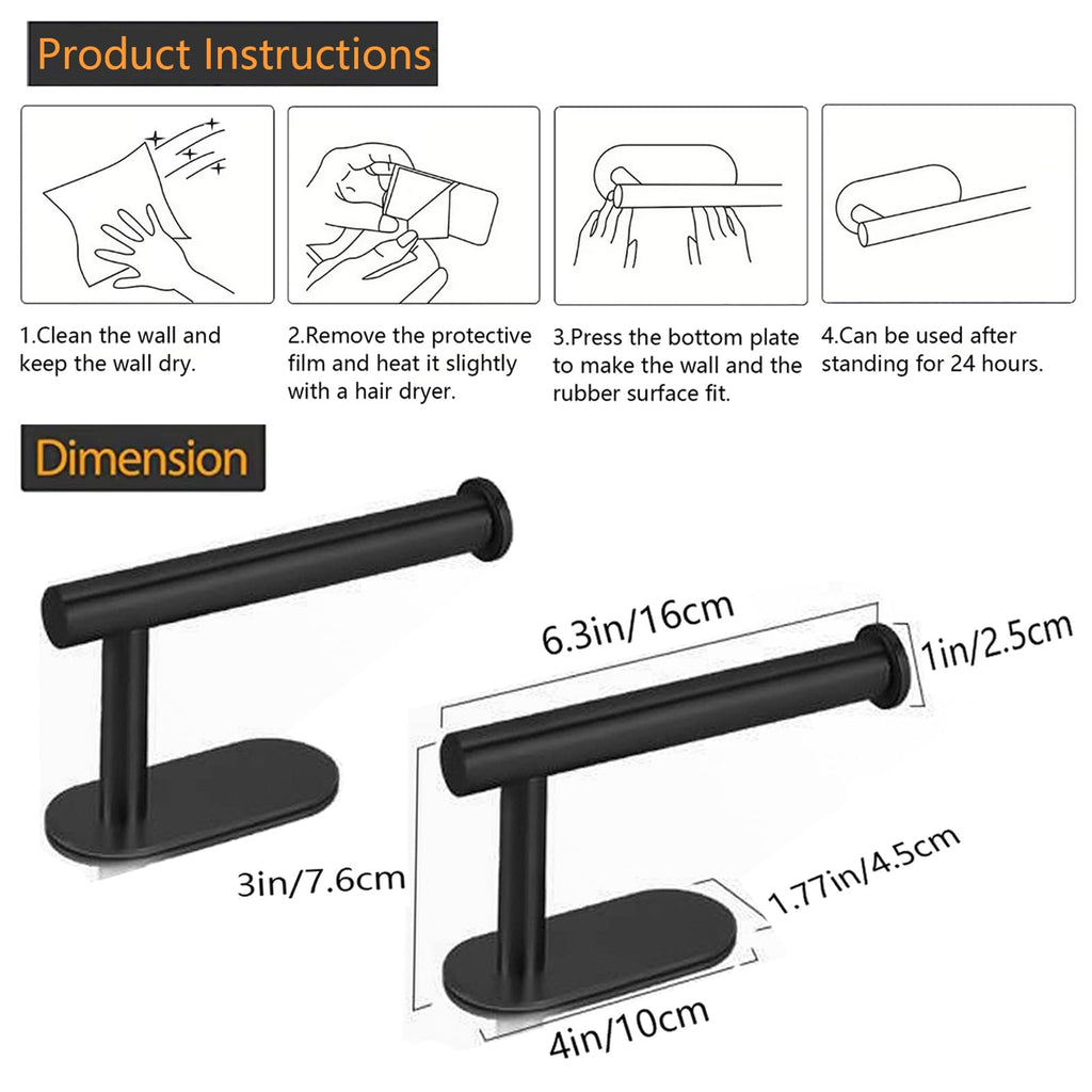 JOPOFI Toilet Paper Holder - Adhesive Toilet Paper Holder - Matte Black