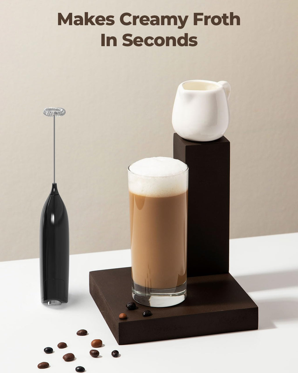 SIMPLETASTE Milk Frother Handheld Electric Foam Maker Battery Operated