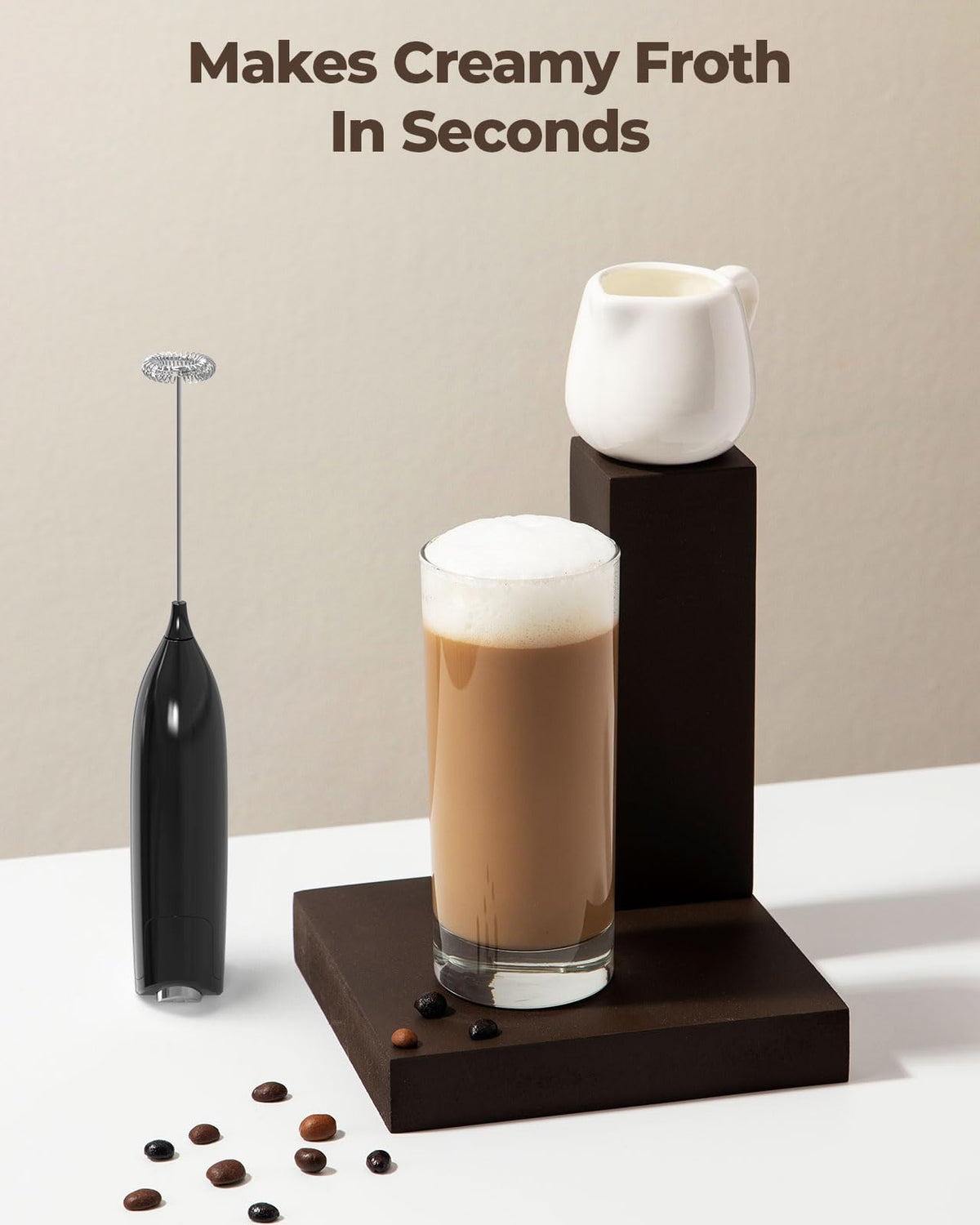 SIMPLETASTE Milk Frother Handheld Electric Foam Maker Battery Operated