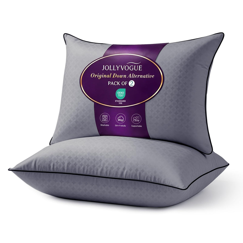 JOLLYVOGUE Firm King Size Pillows Set of 4, Cooling Supportive Bed Pillows with Oeko-Tex Certified Soft Down Alternative Fill, Luxury Hotel Quality for Back, Stomach and Side Sleepers