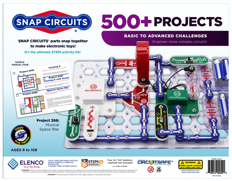 SNAP CIRCUITS Classic SC-300 STEM Electronics Kit, 300+ Projects, Ages 8+