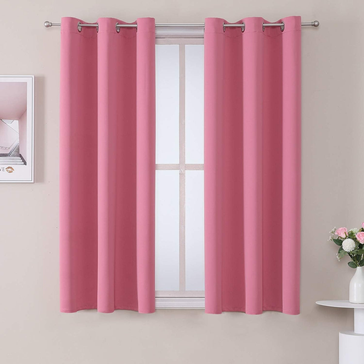 ChrisDowa Small Blackout Curtains for Kitchen and Bedroom 24 Inches Long