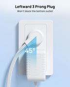 TROND Rightward Flat Plug Extension Cord 6ft for Small Tight Spaces, White