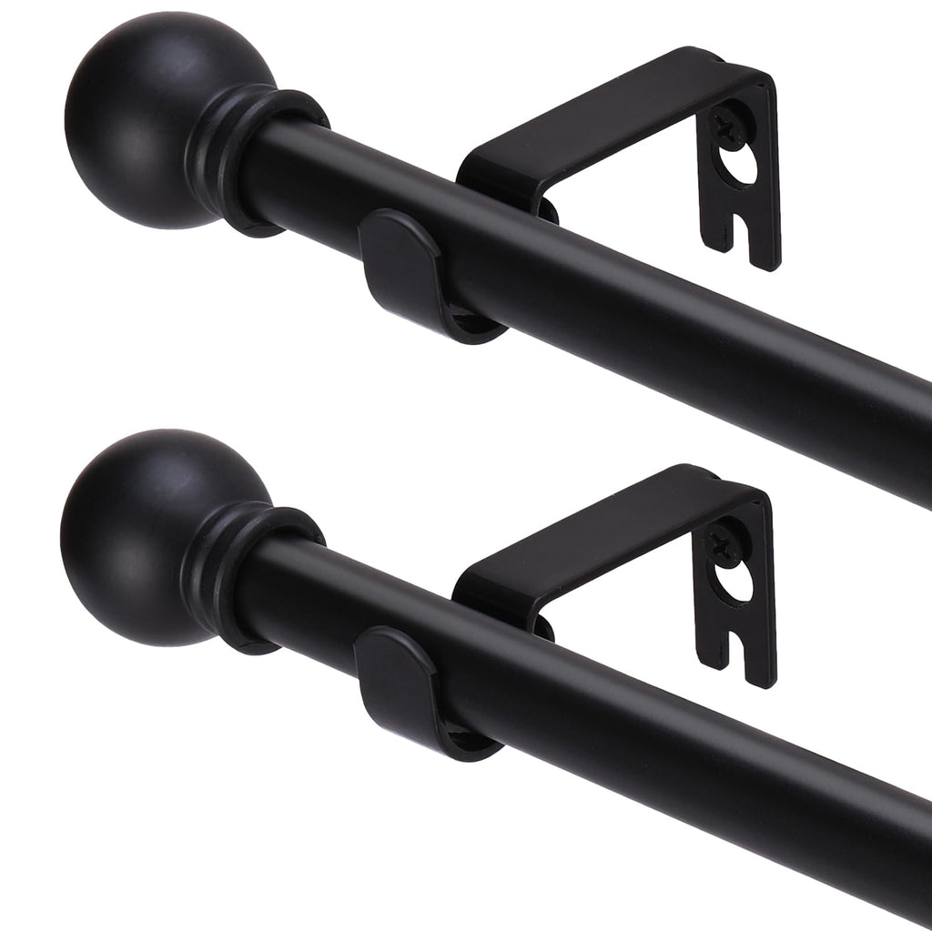 GXOACKJ Curtain Rods for windows 28-78 inch, 5/8 inch Decorative Dark Walnut Wood Splicing Heavy Duty Metal Curtain Rod set with Brackets