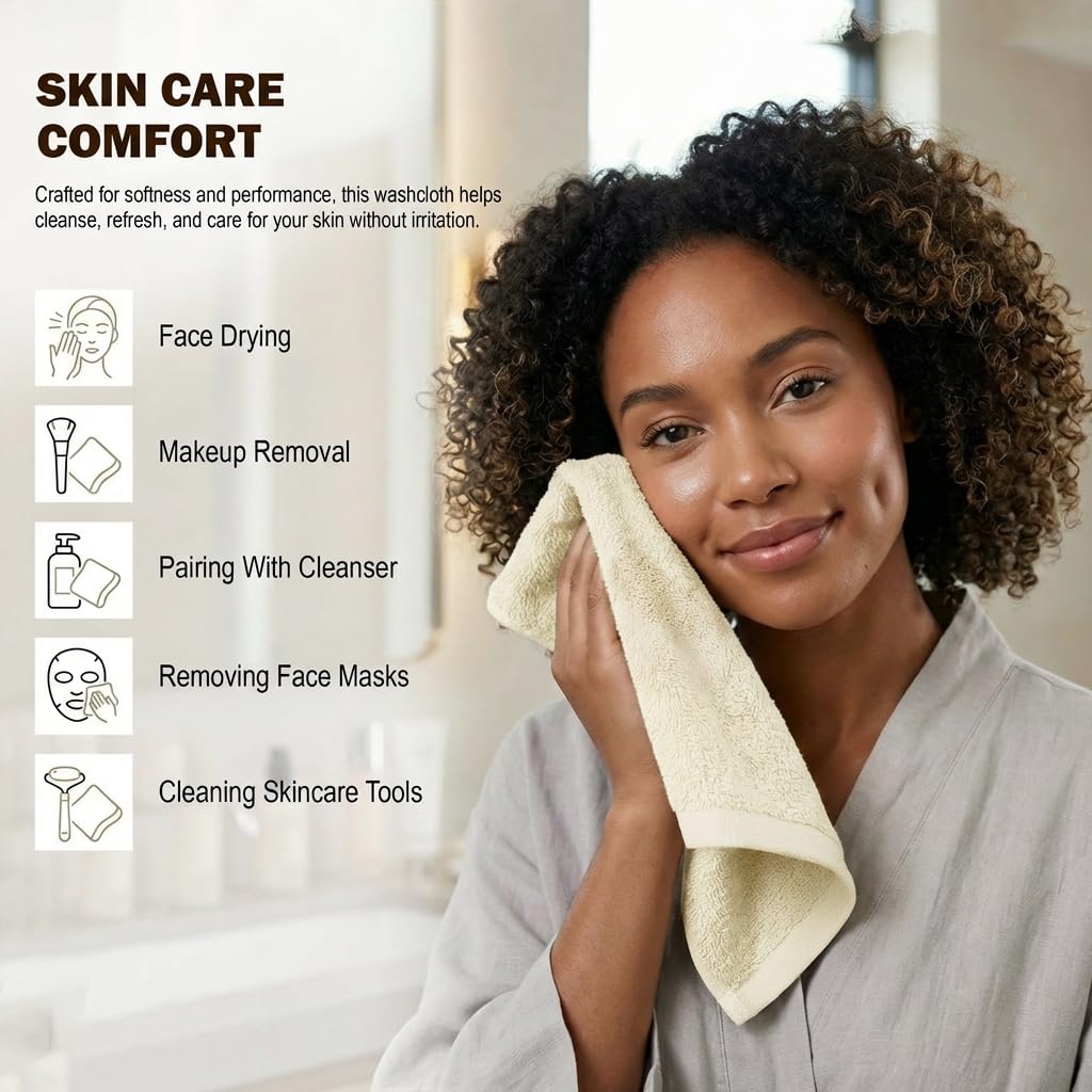 Utopia Towels 12 Pack Washcloths, 12x12 in, 100% Cotton, Beige