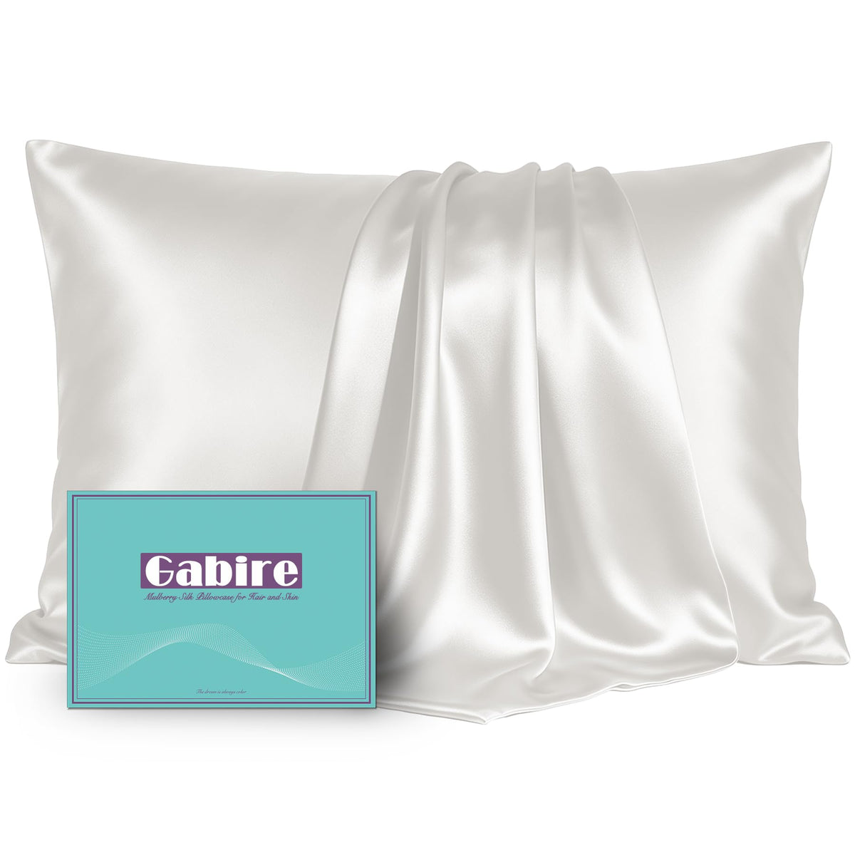 Gabire Mulberry Silk Pillowcases Set of 2, Both Sides Real Silk Pillowcase for Hair and Skin Prevent Acne Pillowcase Organic Silk Pillow case 2 Pack with Hidden Zipper, Navy Blue, Standard (20"×26")