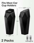 HOTOR Car Trash Can with Lid, Leakproof, Black, 2 Pack