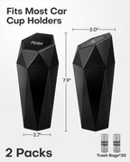 HOTOR Car Trash Can with Lid, Leakproof, Black, 2 Pack