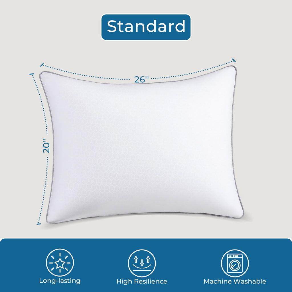 Sasttie Firm Pillows Queen Size Set of 2, Bed Pillows for Side, Back, and Stomach Sleepers - Oeko-Tex Certified Down Alternative Plump Filling - Hotel Quality and Machine Washable, 2 Pack