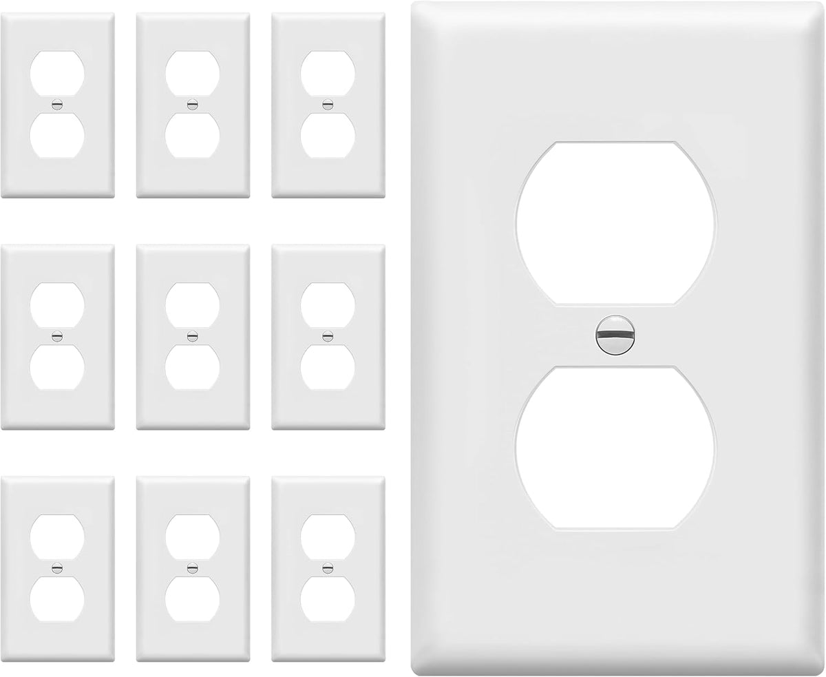 ENERLITES 10 Pack Outlet Covers Wall Plate for Duplex Receptacle, White