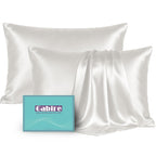 Gabire Mulberry Silk Pillowcases Set of 2, Both Sides Real Silk Pillowcase for Hair and Skin Prevent Acne Pillowcase Organic Silk Pillow case 2 Pack with Hidden Zipper, Navy Blue, Standard (20"×26")