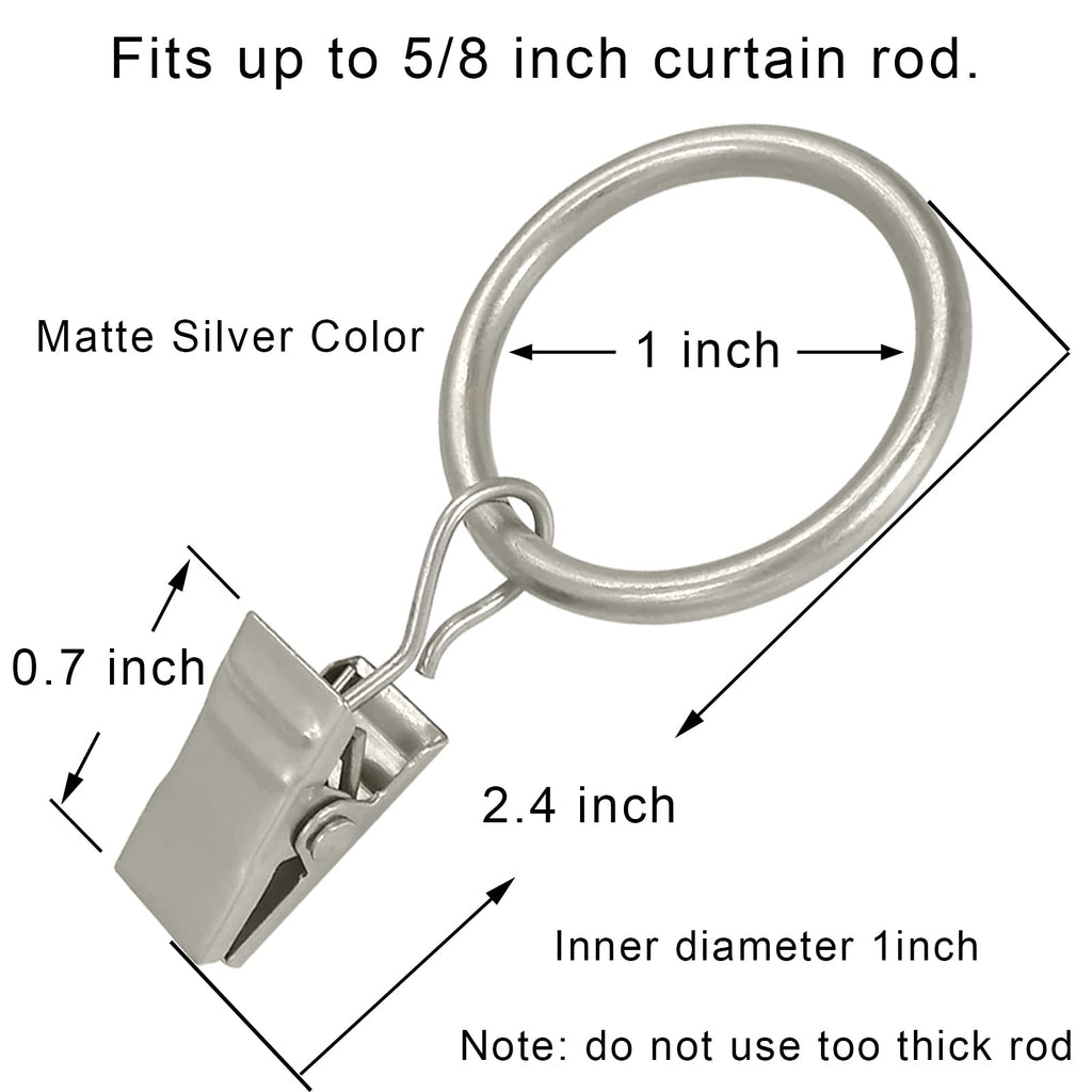 40 Pack Metal Curtain Rings with Clips, 1.5 in ID, Gold