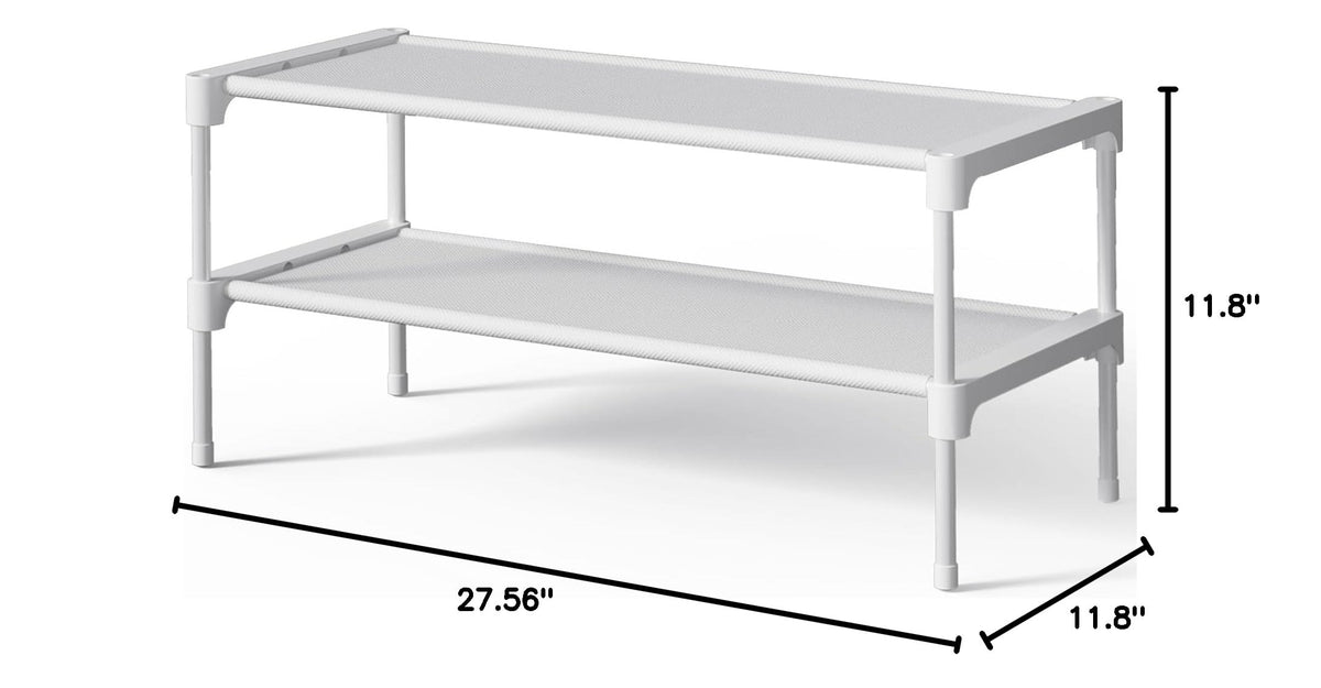Kitsure Shoe Rack - Non-Woven Shoe Rack Shelf, Shoe Organizer for Closet, Entryway, Garage & Corridor, Stackable Shoe Shelves, 27.5" Wide - 2 Tier, Black