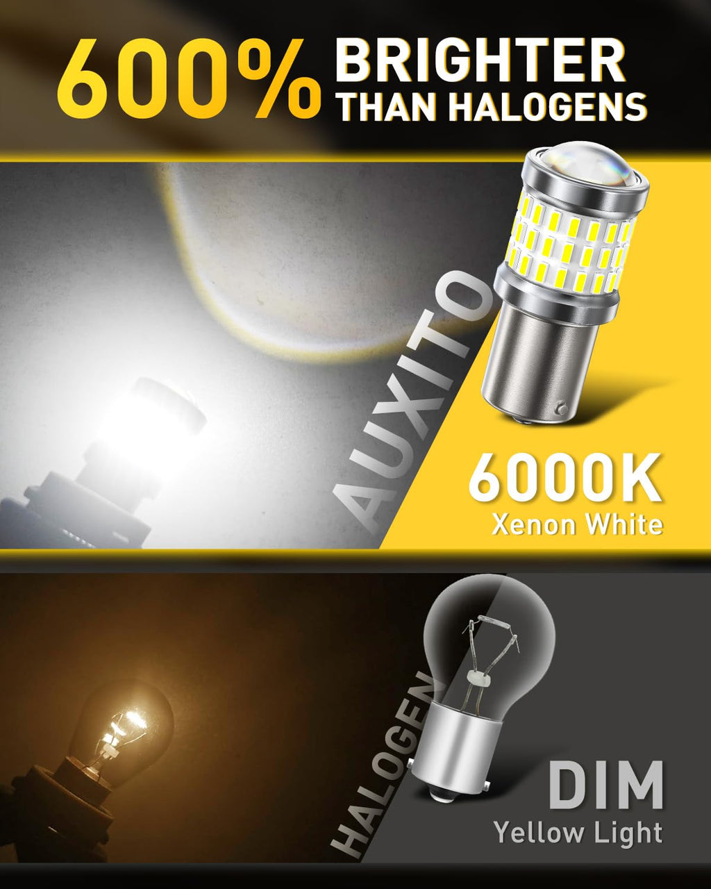 AUXITO 194 LED Bulbs for License Plate Light 168 175 2825 W5W T10 24-SMD 3014 Chipsets 6000K White for Car Dome Door Map Dash Courtesy Cargo License Plate Lights, Pack of 2