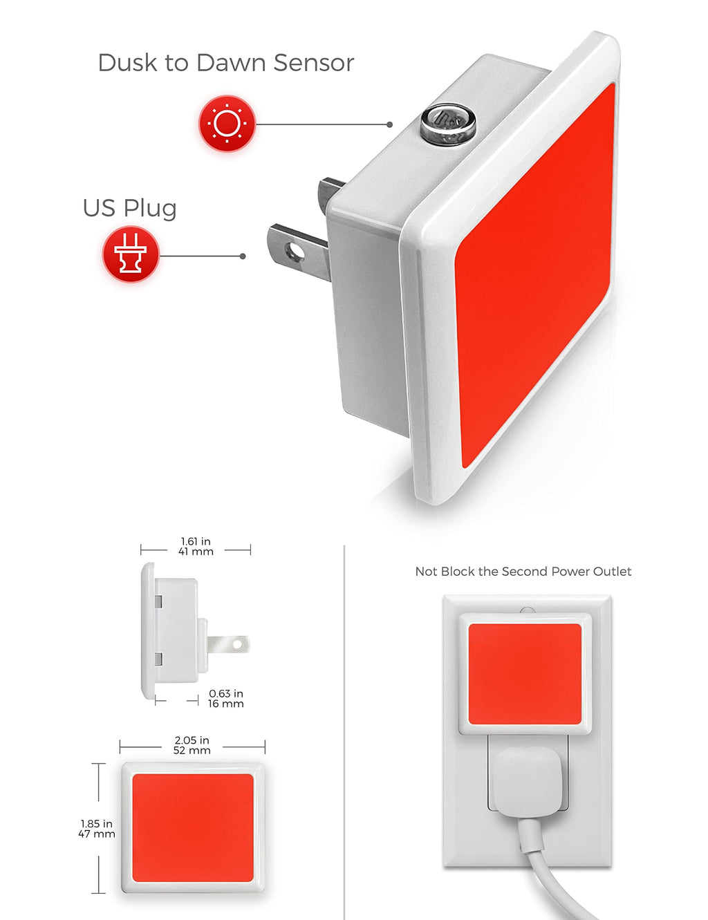 L LOHAS LED Night Lights Plug into Wall 2-Pack, 0.3W Plug in Night Light
