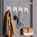 DDMY Adhesive Wall Hooks Clear 50lb(Max) Heavy Duty Hanging Sticky-10 Pack