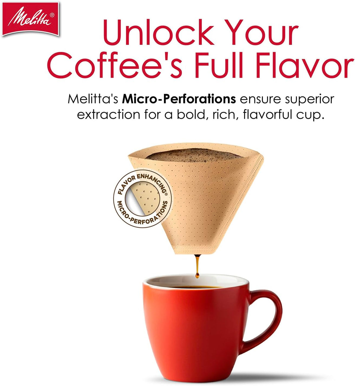 Melitta #4 Unbleached Coffee Filters, Natural Brown Cone Filters, 3-Pack