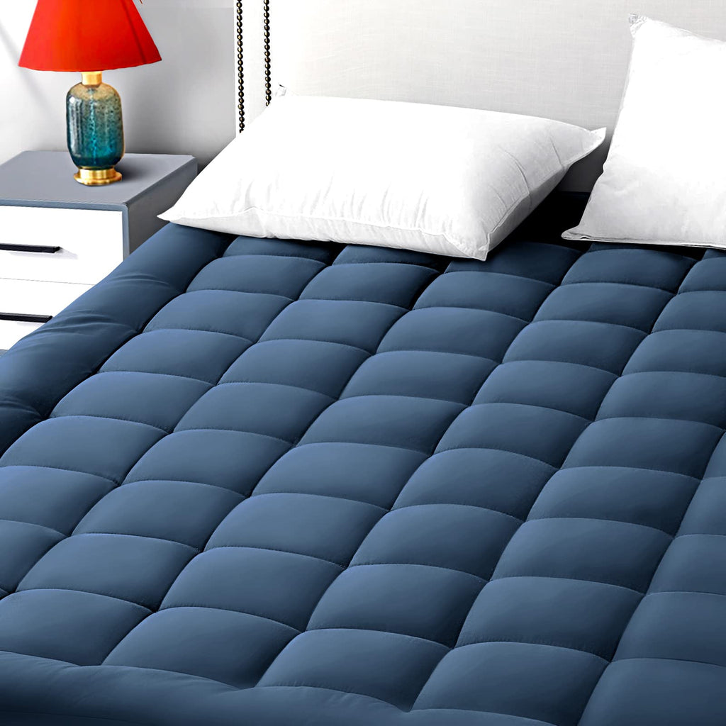 EASELAND King Size Mattress Pad Cotton Pillow Top Mattress Topper White