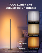 Govee RGBIC Floor Lamp Basic, 1000lm LED Corner Lamp, Champagne