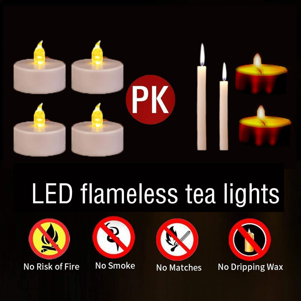 Battery Operated LED Tea Lights Flameless Flickering Candles 12PACK