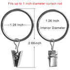 40 Pack Metal Curtain Rings with Clips, 1.5 in ID, Gold