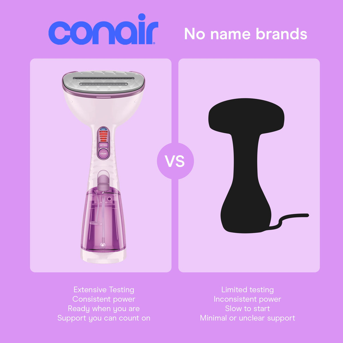 Conair Steamer for Clothes & Upholstery, Handheld, 3 Attachments, White