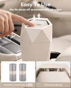 HOTOR Car Trash Can with Lid, Leakproof, Black, 2 Pack