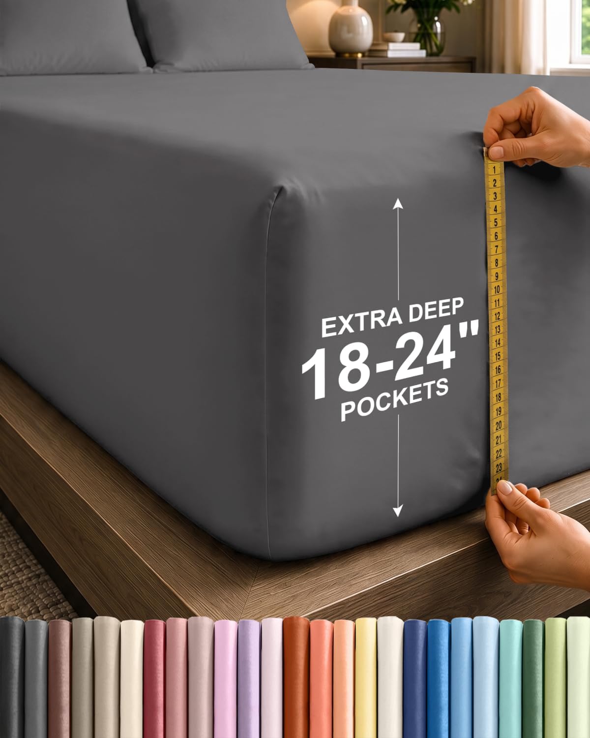 CGK Extra Deep Queen Single Fitted Sheet Only - Dark Grey