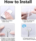 Adhesive Wall Hooks No Drill Clear Heavy Duty, 13LB Sticky 12 Pack