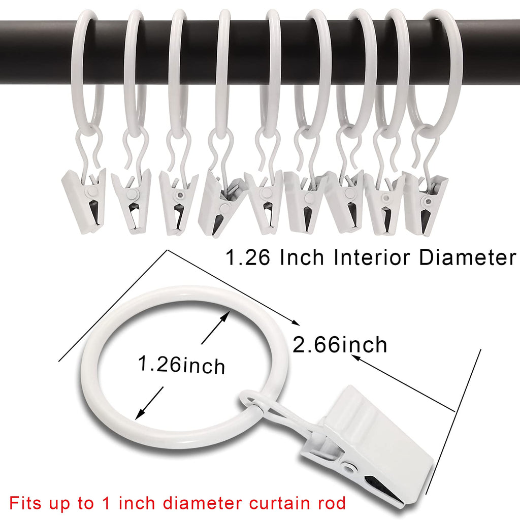 40 Pack Metal Curtain Rings with Clips, 1.5 in ID, Gold